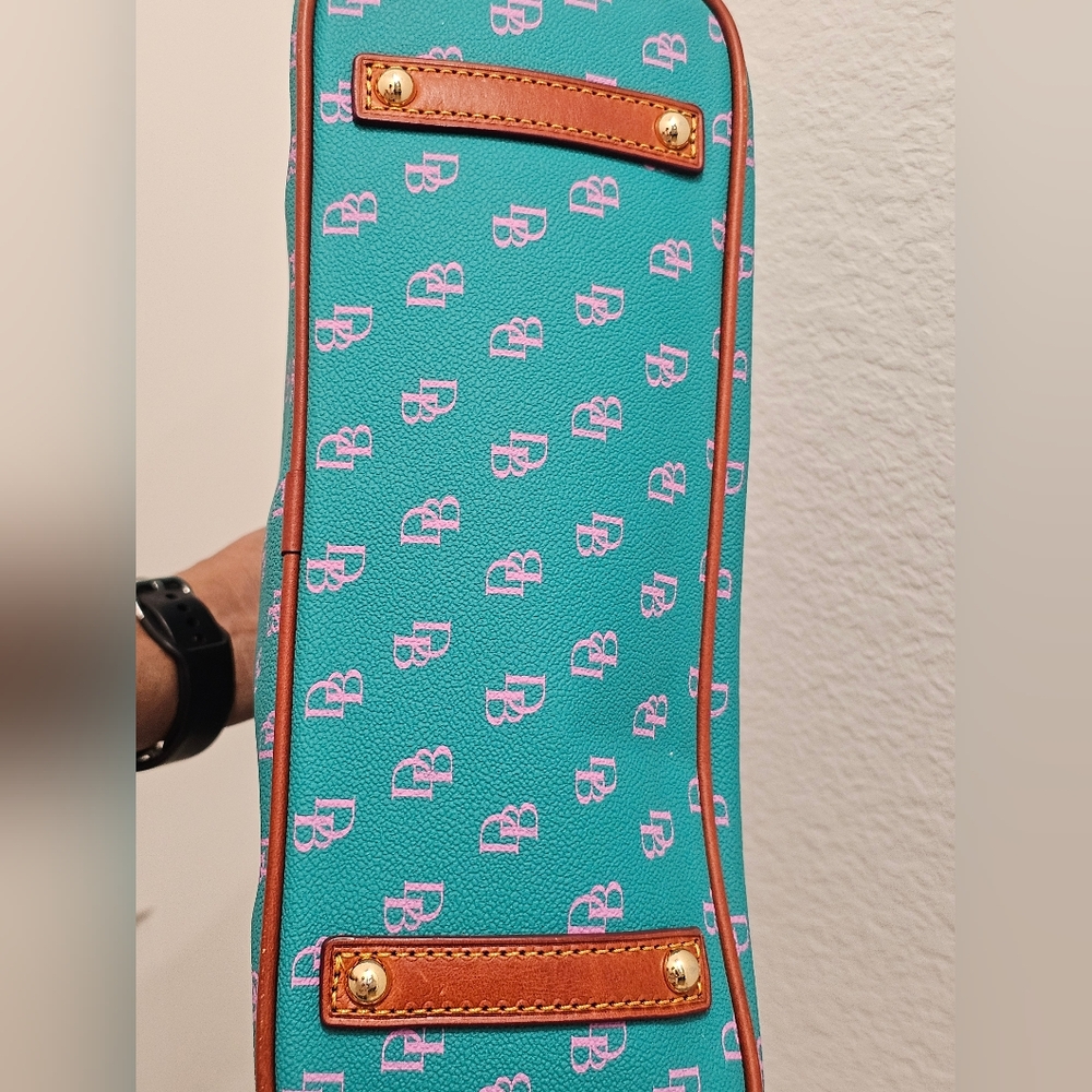 Dooney & Bourke Gretta Leisure Shopper Tote Spearmint Teal Pink Like New - Picture 4 of 9